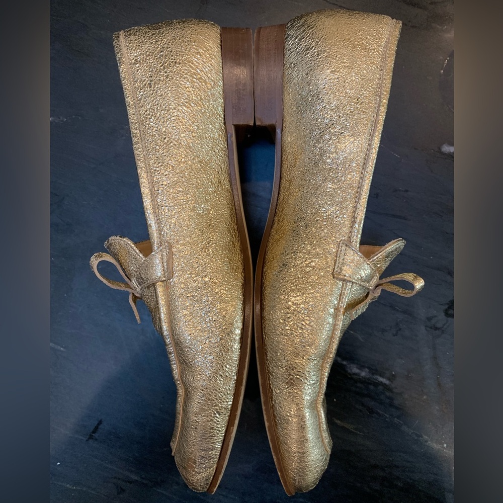 J. Crew Gold Leather Loafers ladies 9.5 - Picture 3 of 7